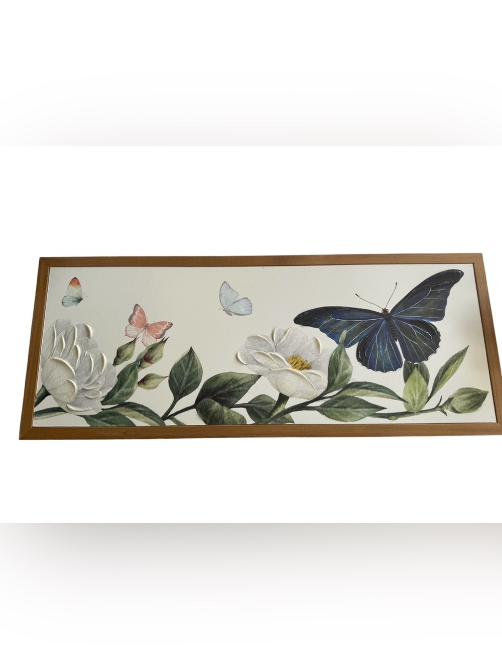 Butterfly Floral Wall Art Framed Cottagecore Botanical Decor 20x8